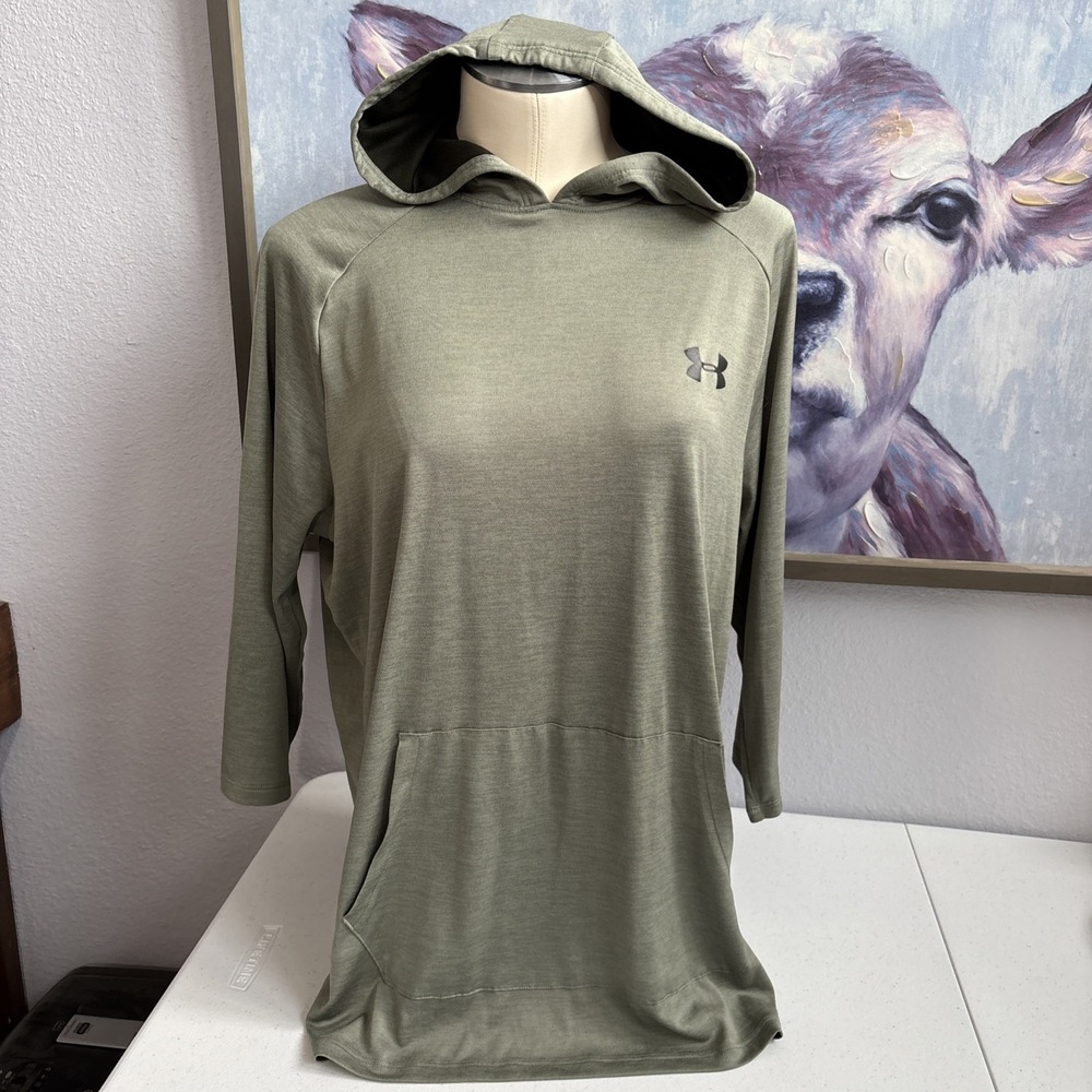 Under Armour‎ Women's M Loose Fit Heatgear Green 3/4 Sleeve Lightweight Pullover